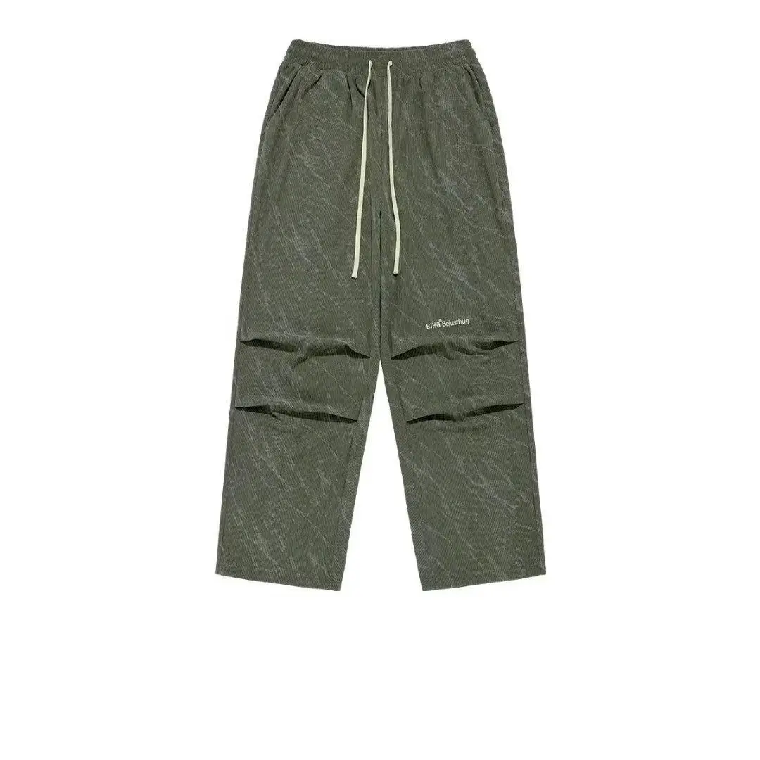 Men's Corduroy Ankle-Tied Pants Spring Autumn Heavy Functional Umbrella Pants — feature 18