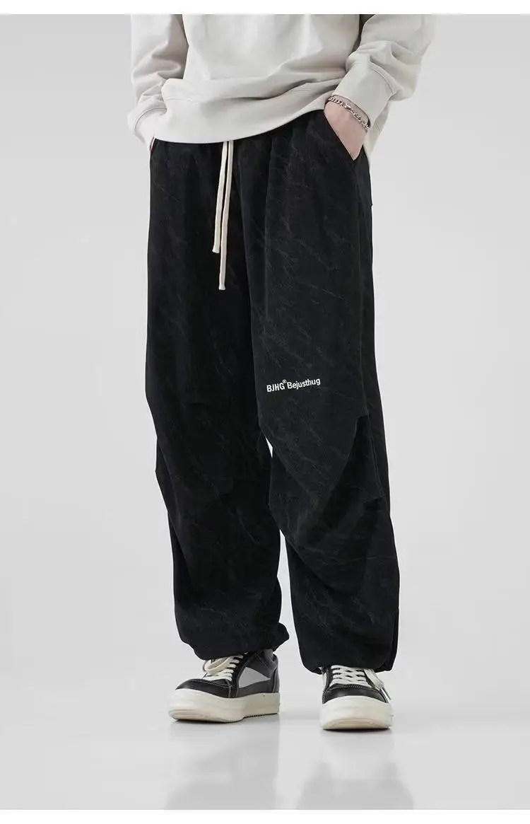 Men's Corduroy Ankle-Tied Pants Spring Autumn Heavy Functional Umbrella Pants — feature 8