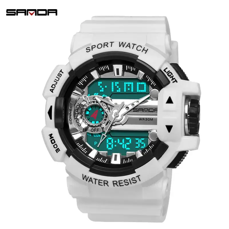 Sanda Black Dual Display Waterproof Watch for Men - Image 6
