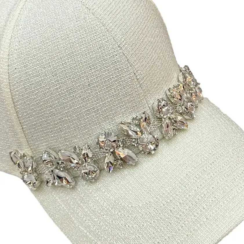 Women Rhinestone Baseball Cap Black White - Image 8