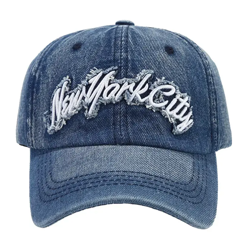 Women Embroidered Cowboy Cap Blue Black White - Image 9