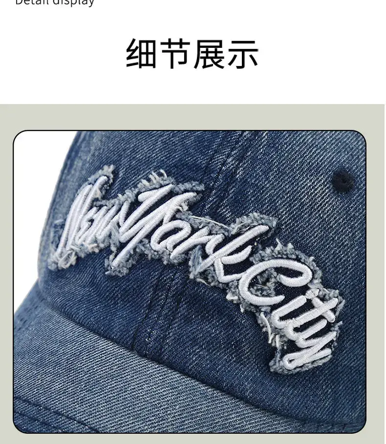 Women Embroidered Cowboy Cap Blue Black White — feature 12