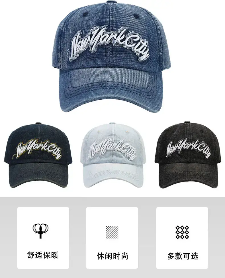 Women Embroidered Cowboy Cap Blue Black White — feature 2