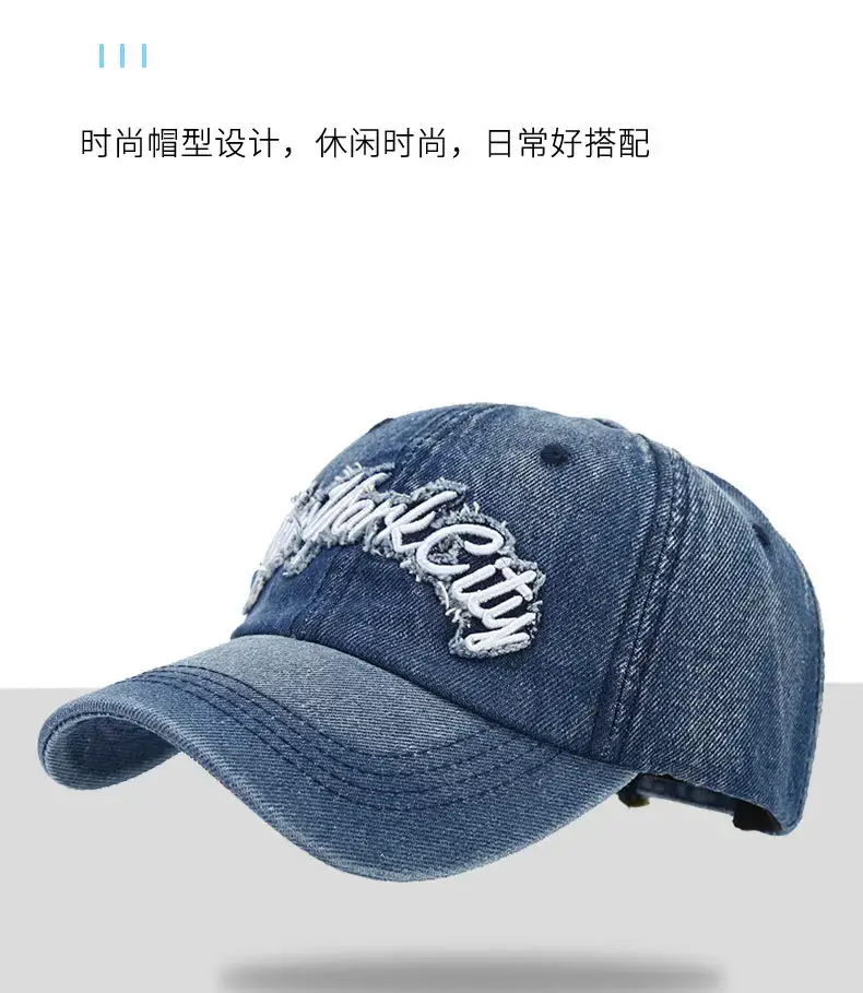 Women Embroidered Cowboy Cap Blue Black White — feature 5