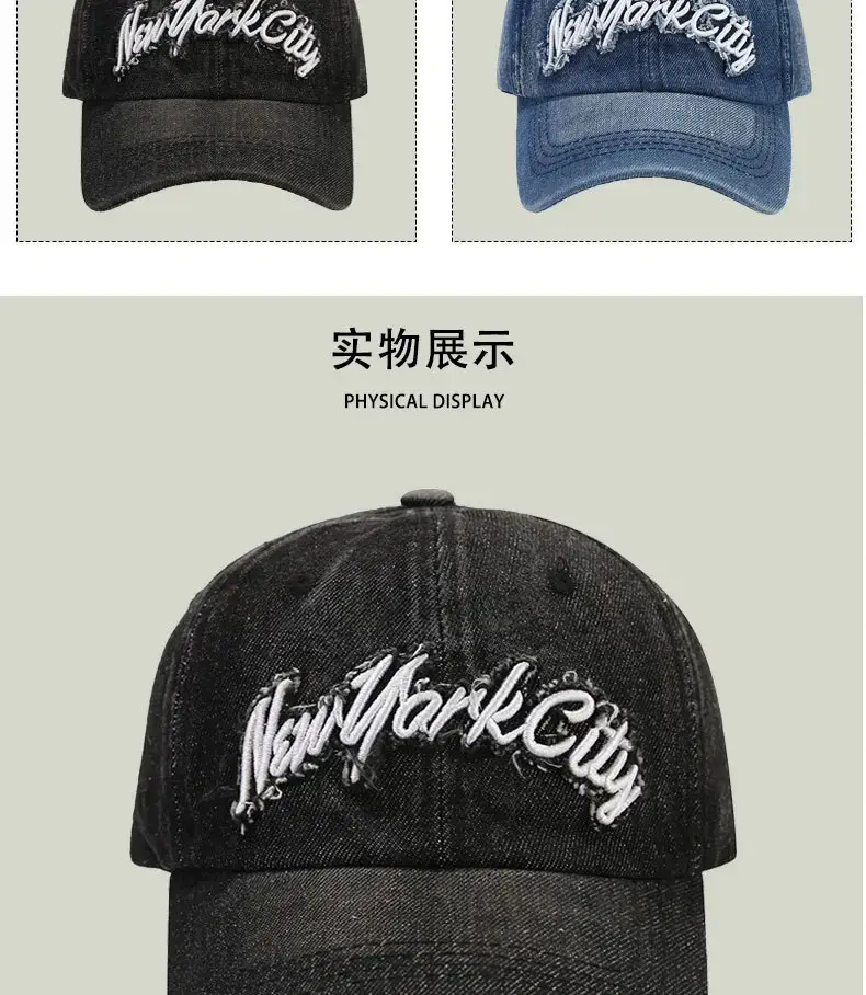 Women Embroidered Cowboy Cap Blue Black White — feature 8