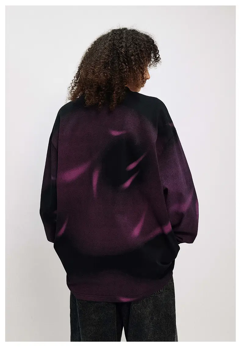 Ovdy Long Sleeve Gradient T-Shirt for Men Purple — feature 12