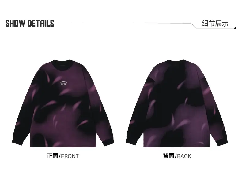 Ovdy Long Sleeve Gradient T-Shirt for Men Purple — feature 13