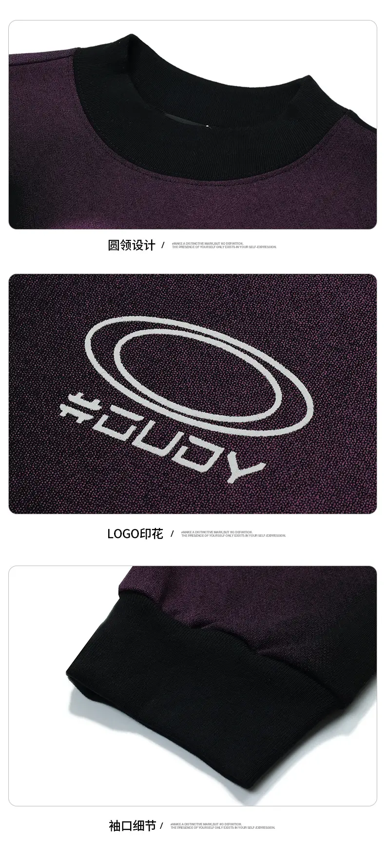 Ovdy Long Sleeve Gradient T-Shirt for Men Purple — feature 14