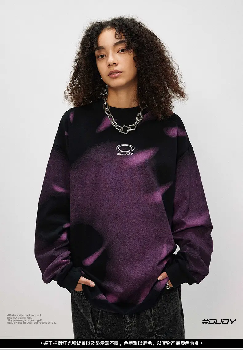 Ovdy Long Sleeve Gradient T-Shirt for Men Purple — feature 3