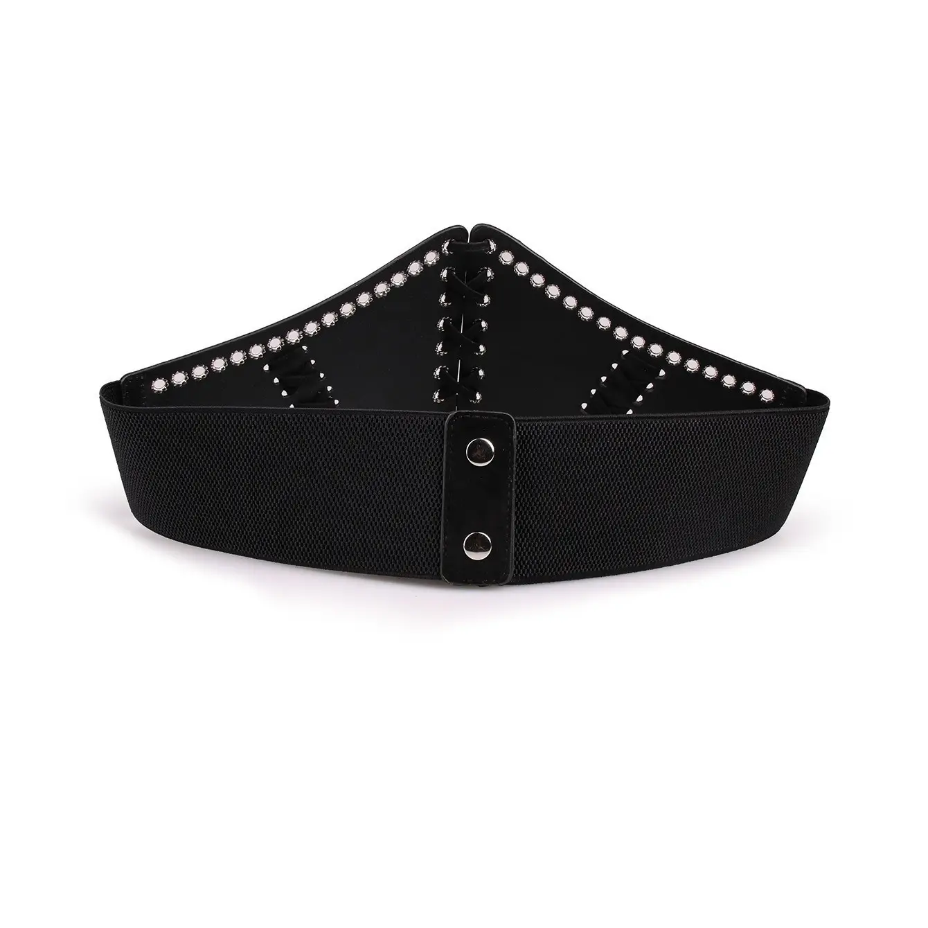 Black Elastic Wide Belt Girdle for Women - Image 2