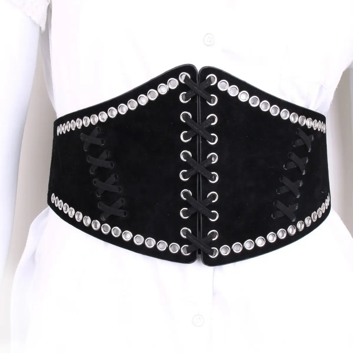 Black Elastic Wide Belt Girdle for Women - Image 3