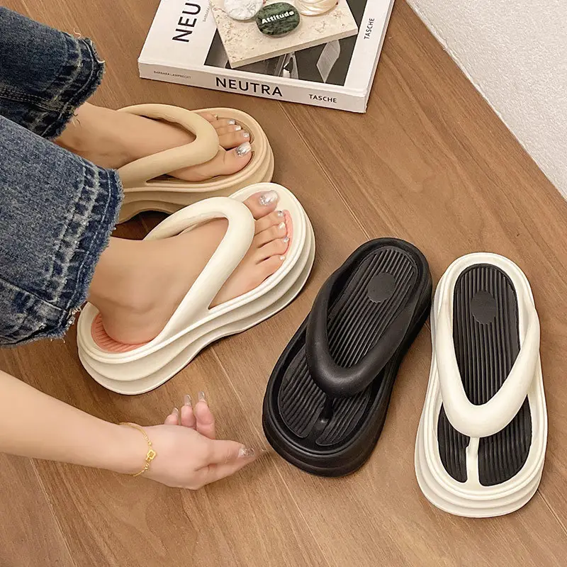 Women EVA Flip Flops Beige Thick Sole Summer - Image 11