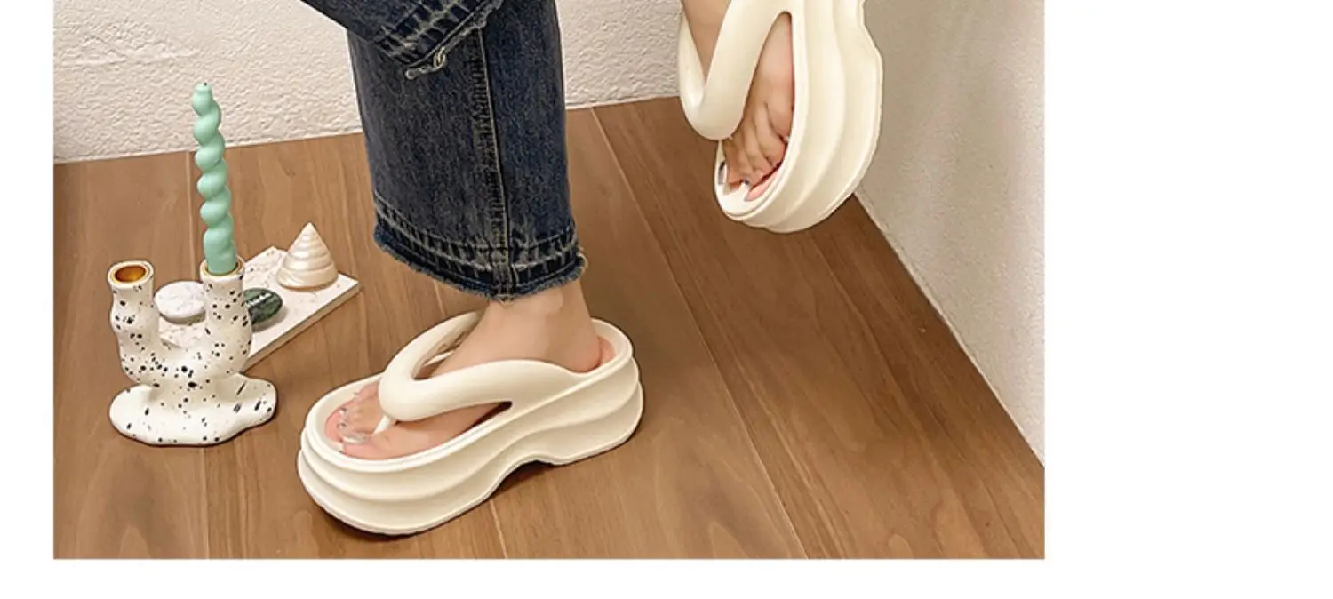 Women EVA Flip Flops Beige Thick Sole Summer — feature 12