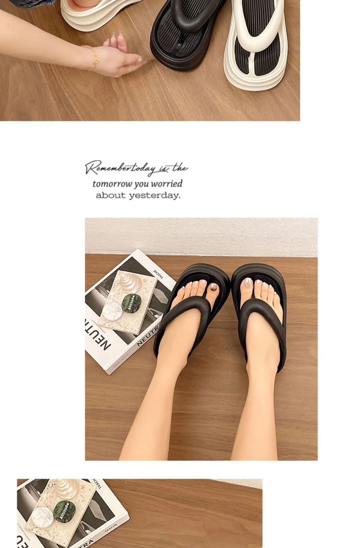 Women EVA Flip Flops Beige Thick Sole Summer — feature 14