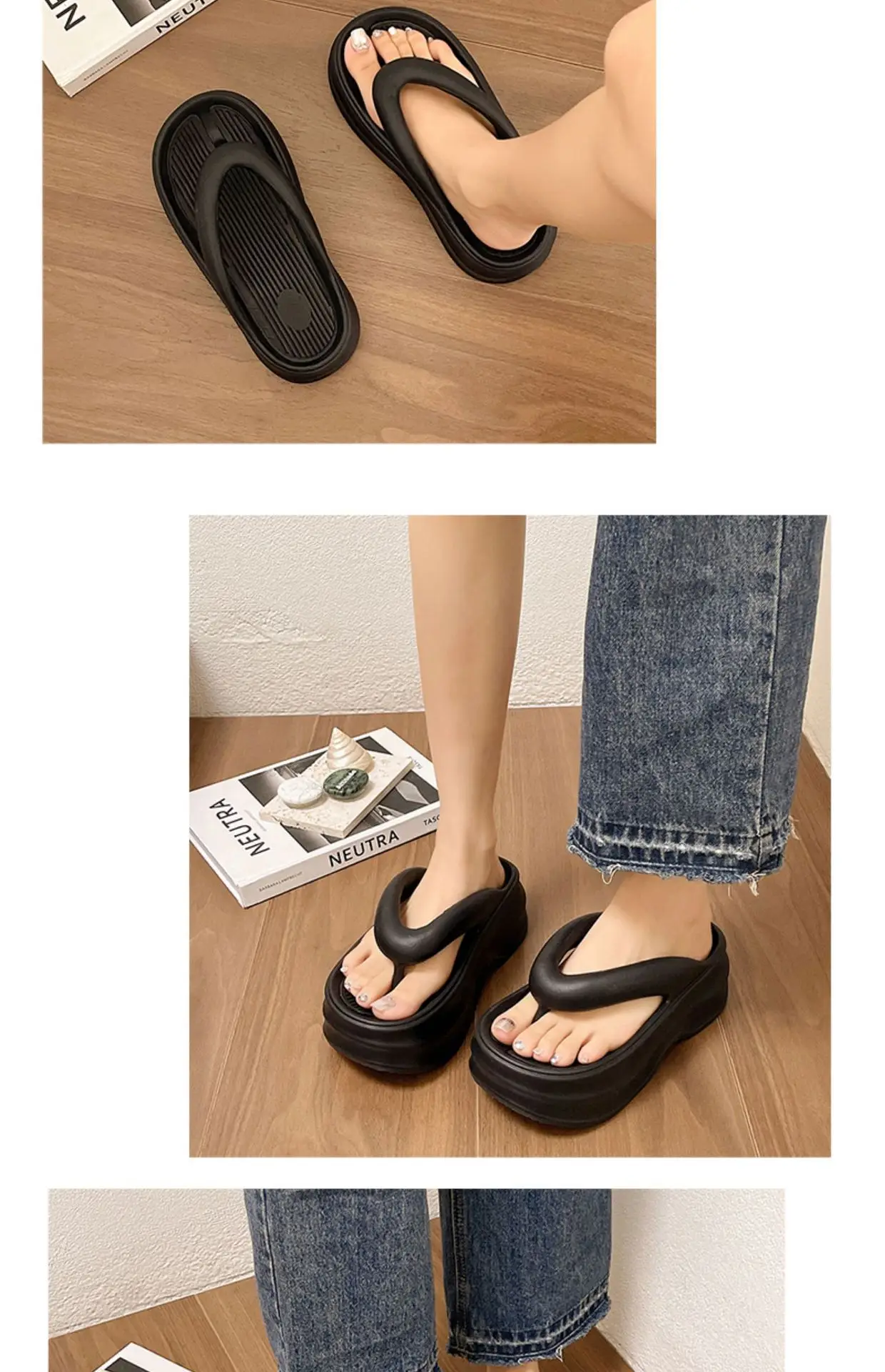 Women EVA Flip Flops Beige Thick Sole Summer — feature 15