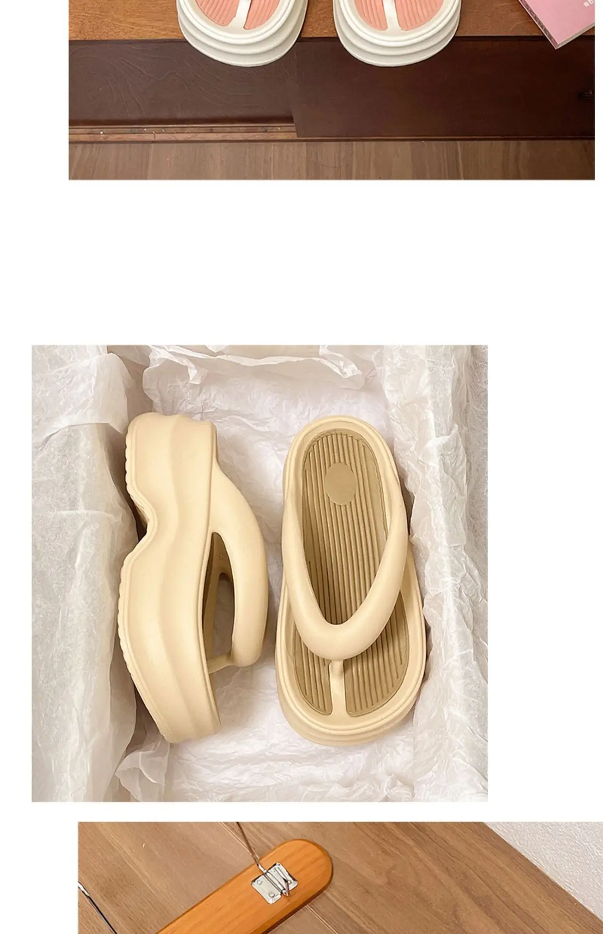 Women EVA Flip Flops Beige Thick Sole Summer — feature 23