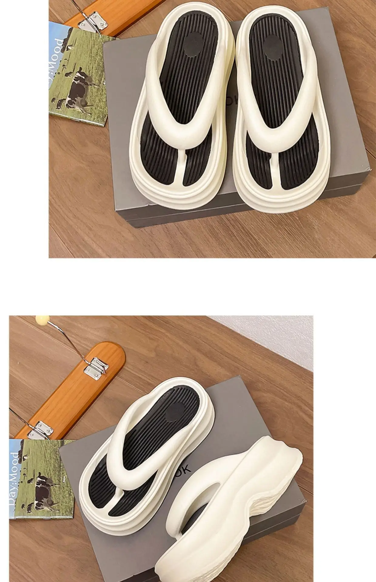 Women EVA Flip Flops Beige Thick Sole Summer — feature 24