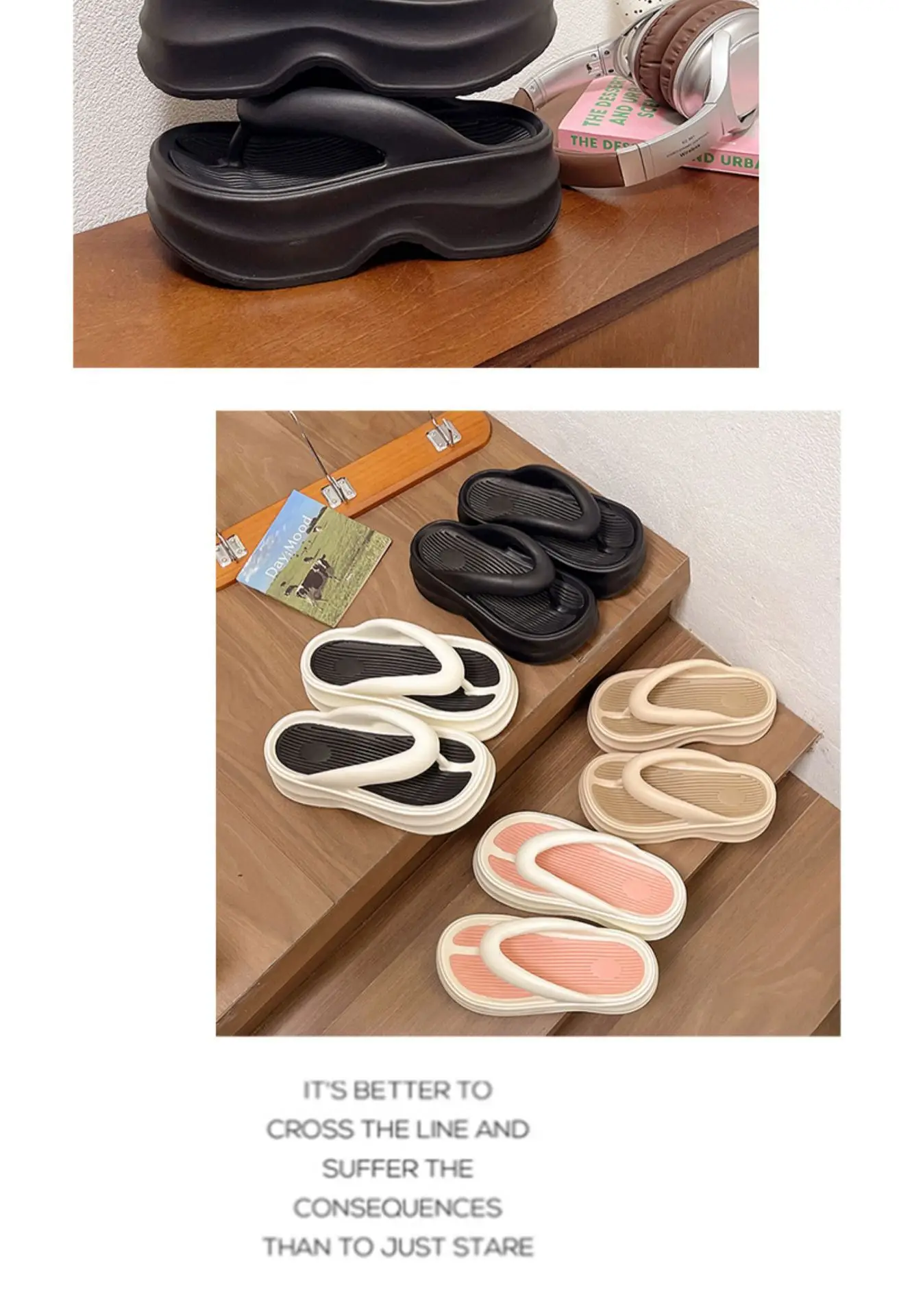 Women EVA Flip Flops Beige Thick Sole Summer — feature 26