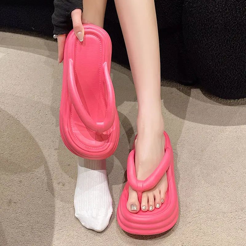 Women EVA Flip Flops Beige Thick Sole Summer - Image 6