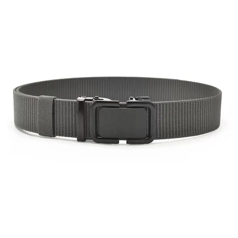 Men's Black Canvas Tactical Belt with Smooth Buckle - Image 9