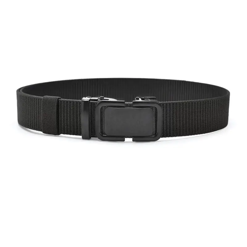 Men's Black Canvas Tactical Belt with Smooth Buckle - Image 11