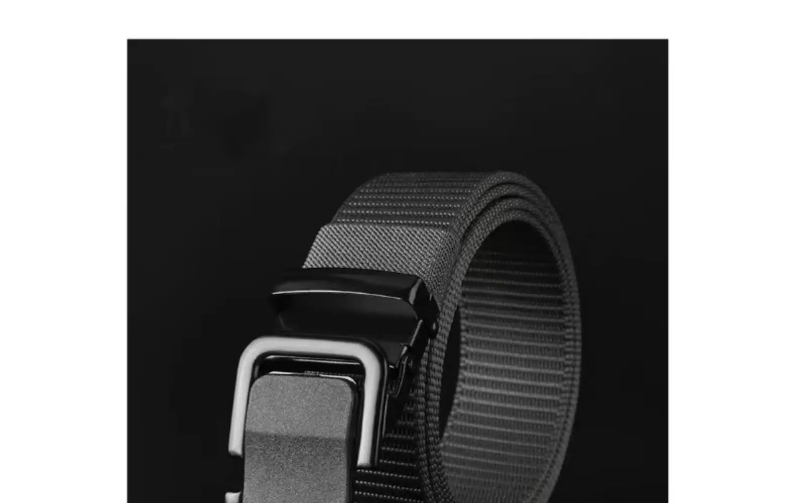 Men's Black Canvas Tactical Belt with Smooth Buckle — feature 16