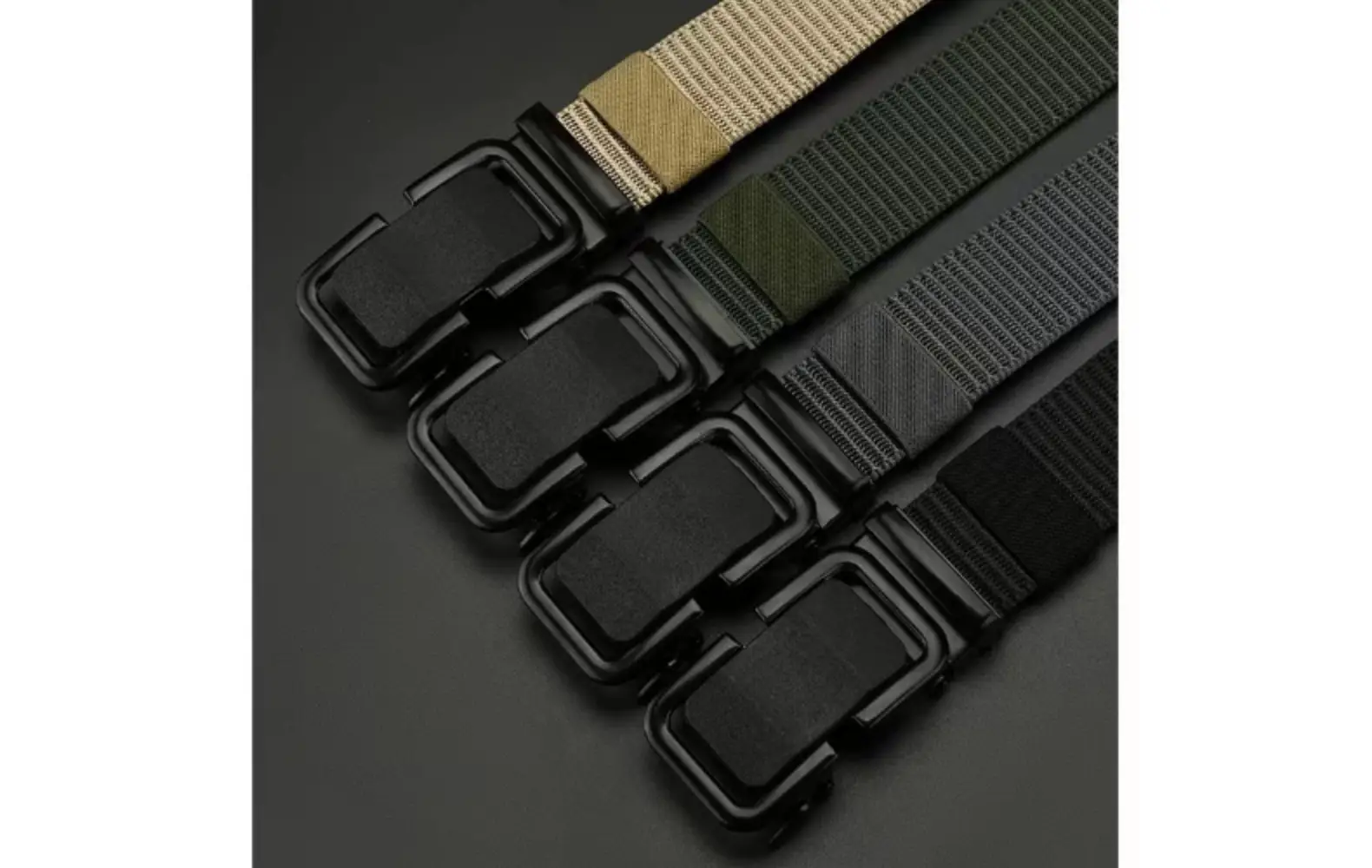 Men's Black Canvas Tactical Belt with Smooth Buckle — feature 18