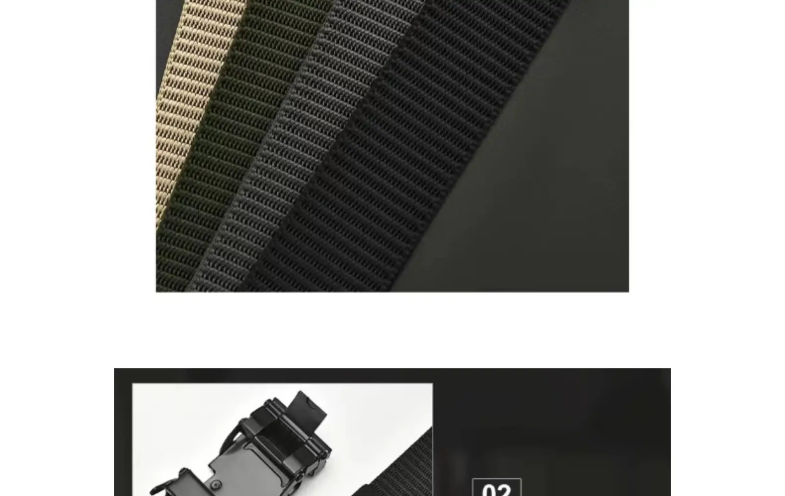 Men's Black Canvas Tactical Belt with Smooth Buckle — feature 20