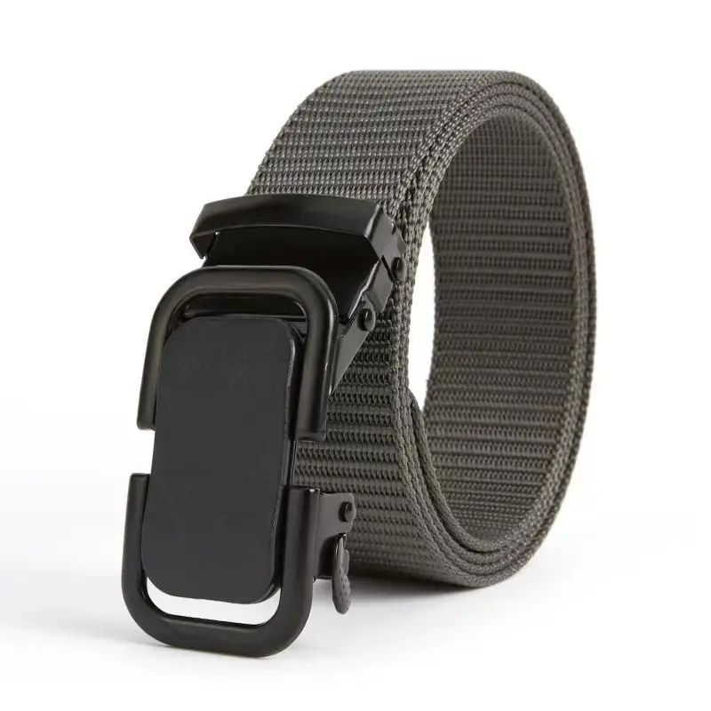 Men's Black Canvas Tactical Belt with Smooth Buckle - Image 2