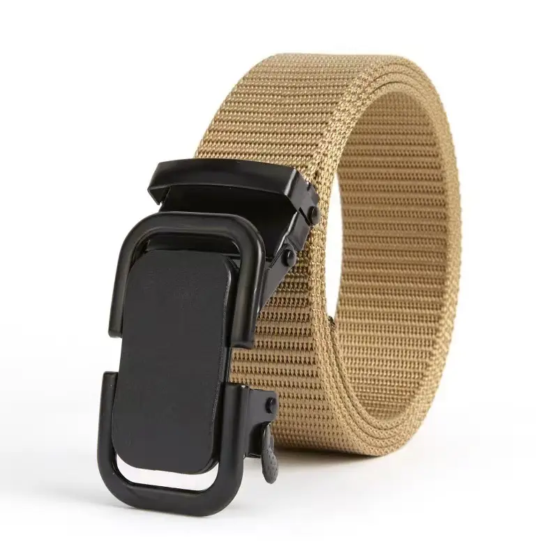 Men's Black Canvas Tactical Belt with Smooth Buckle - Image 3