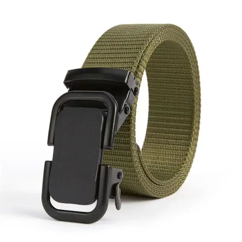Men's Black Canvas Tactical Belt with Smooth Buckle - Image 4