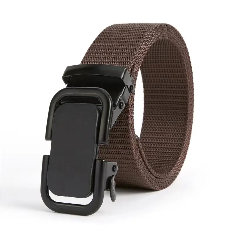 Men's Black Canvas Tactical Belt with Smooth Buckle - Image 5