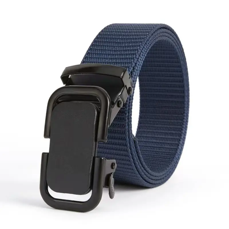Men's Black Canvas Tactical Belt with Smooth Buckle - Image 6
