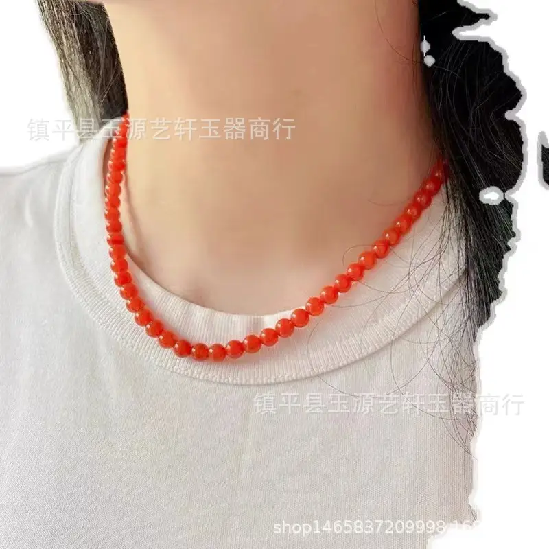 Women's Red Beaded Necklace Chinese Style - Image 6