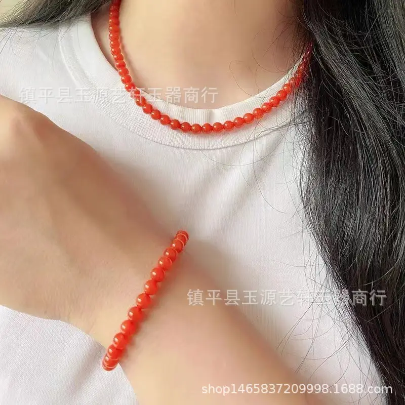 Women's Red Beaded Necklace Chinese Style — feature 3