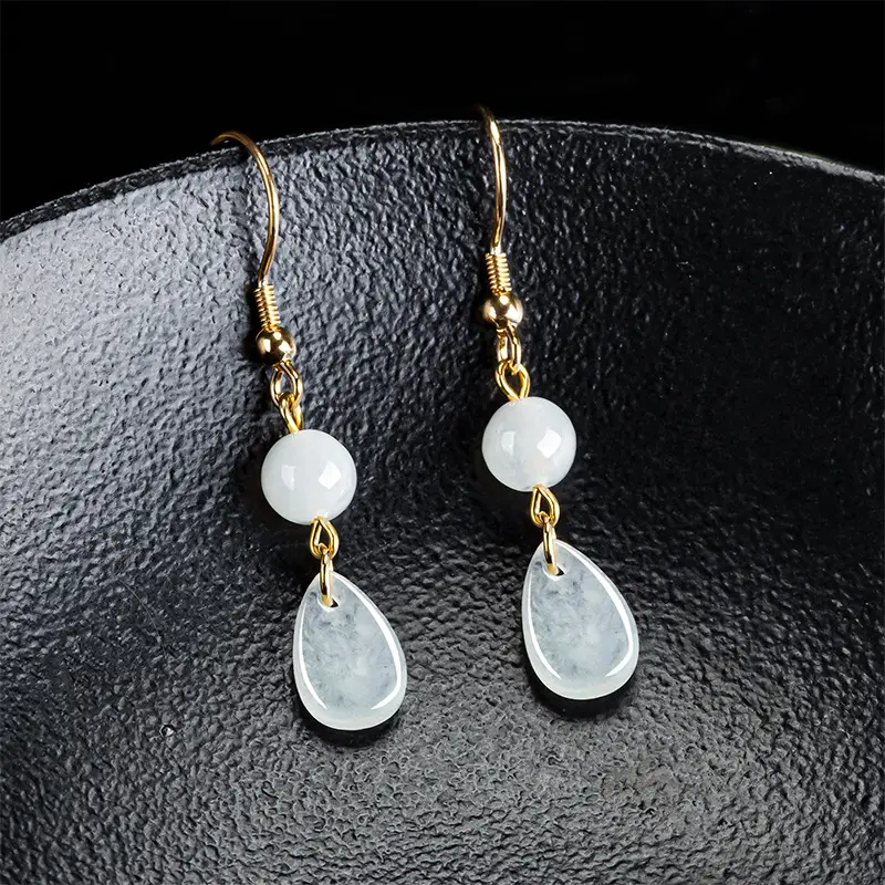Ice Jade Water Drop Earrings S925 Silver Women - Image 2