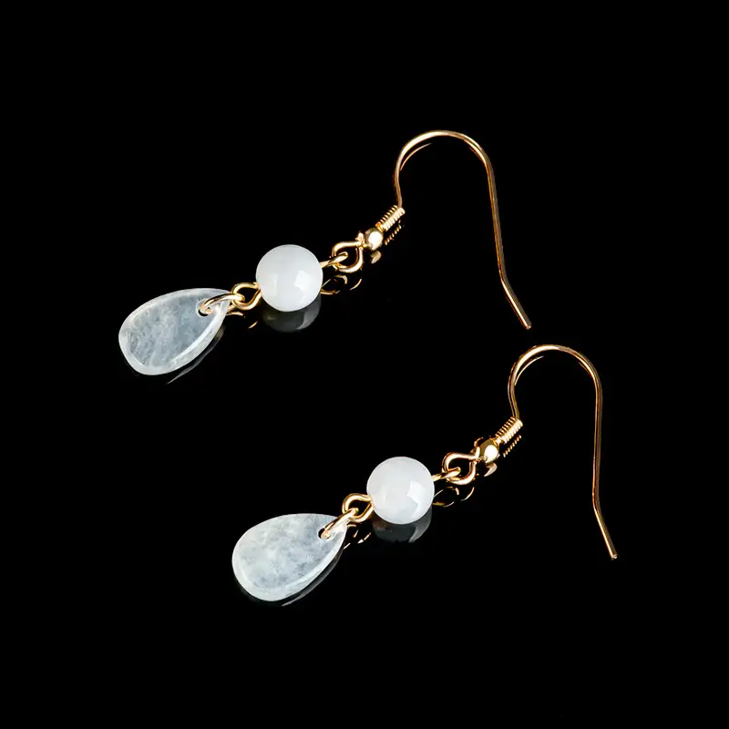 Ice Jade Water Drop Earrings S925 Silver Women - Image 3