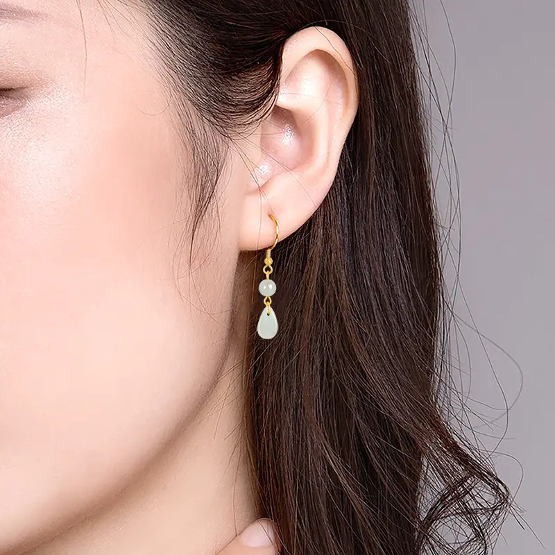 Ice Jade Water Drop Earrings S925 Silver Women - Image 4