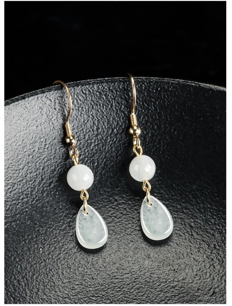 Ice Jade Water Drop Earrings S925 Silver Women — feature 3