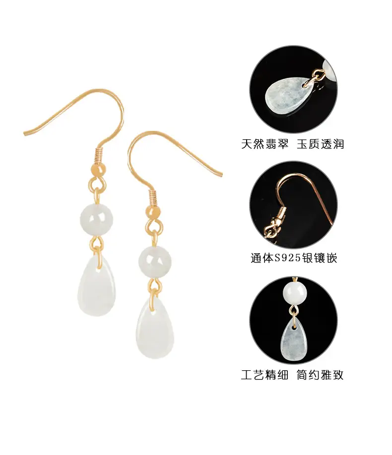 Ice Jade Water Drop Earrings S925 Silver Women — feature 6