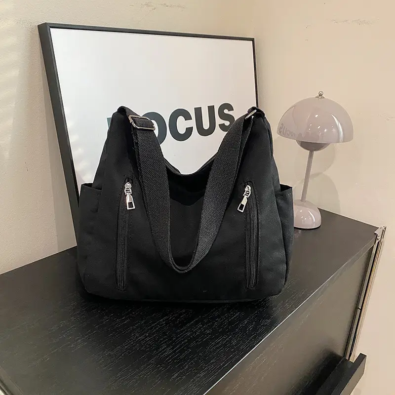Women Canvas Shoulder Bag Beige 2024 New