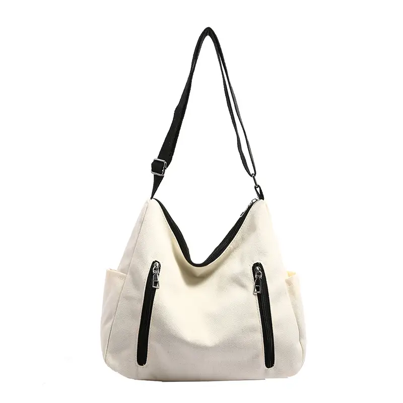 Women Canvas Shoulder Bag Beige 2024 New