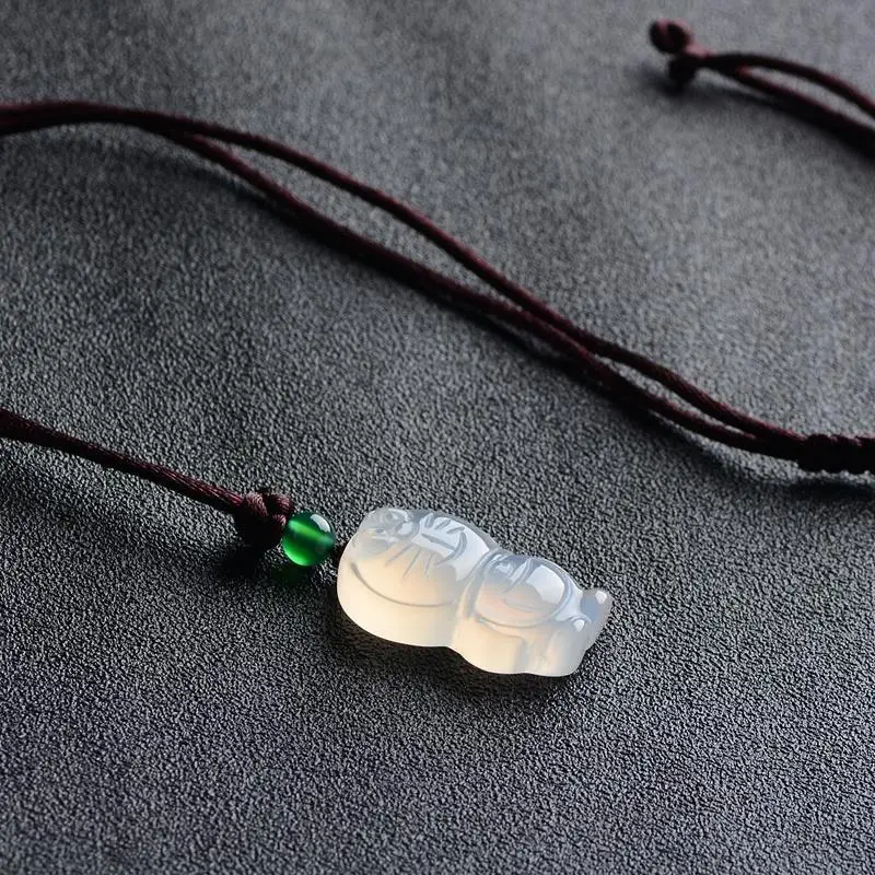 Ice White Doraemon Jade Pendant for Kids - Image 3