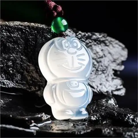 Ice White Doraemon Jade Pendant for Kids — feature 5
