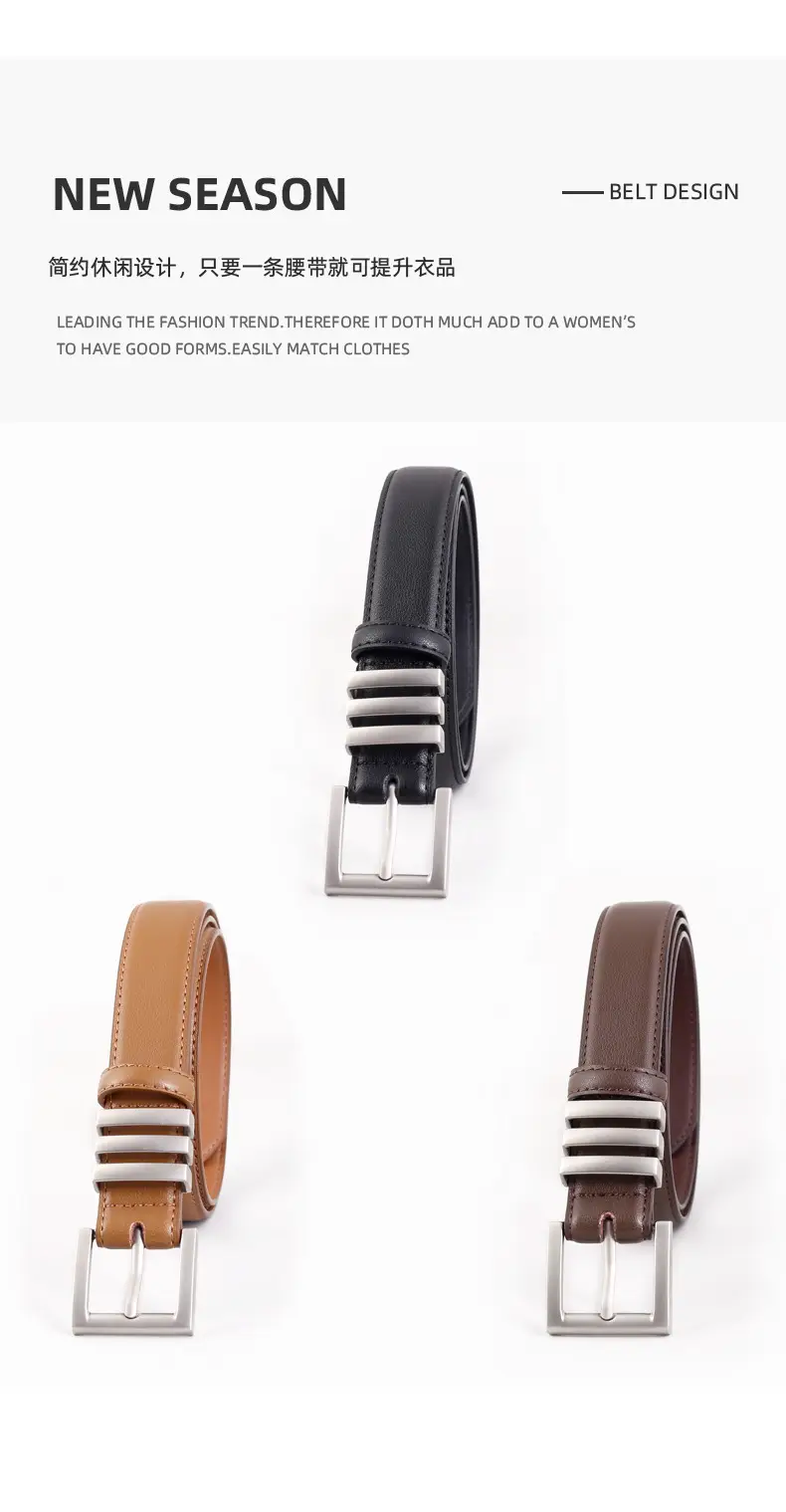 Women's Genuine Leather Belt with Pin Buckle, 3 Colors — feature 31