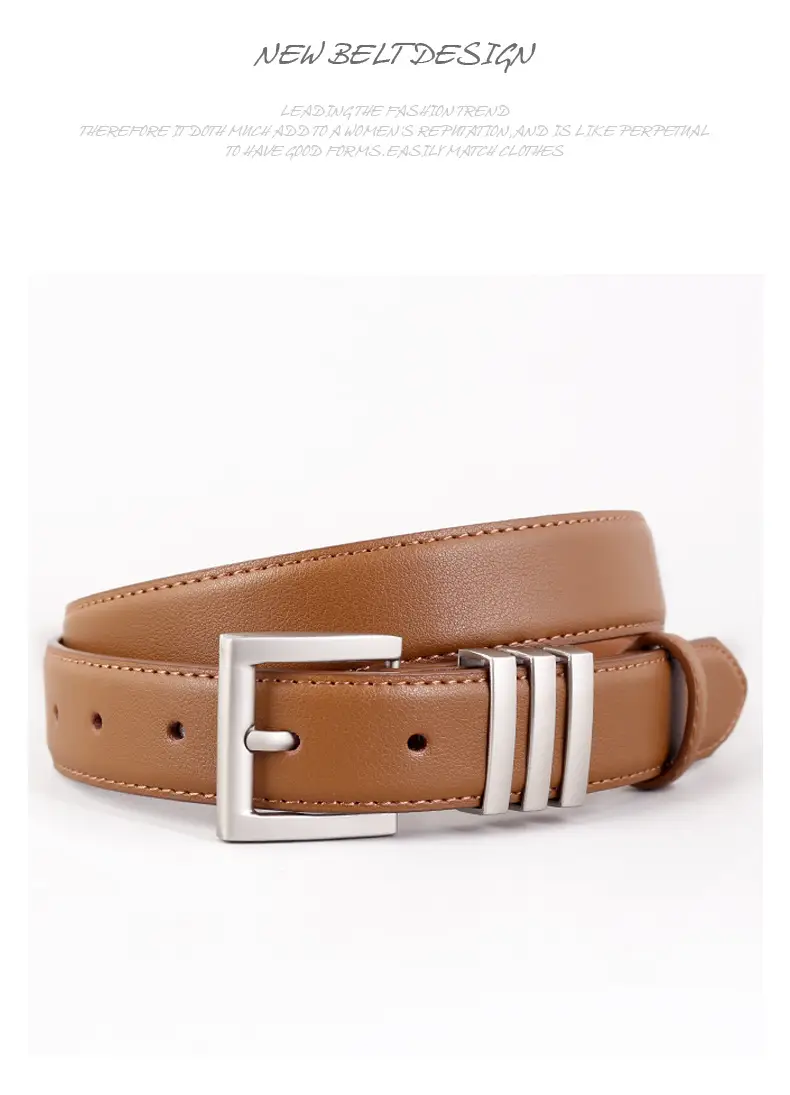 Women's Genuine Leather Belt with Pin Buckle, 3 Colors — feature 40