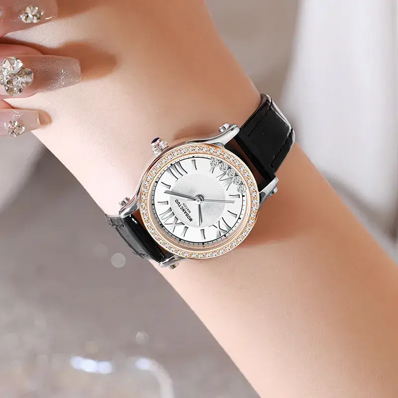Women's Roman Pointer Diamond Belt Watch - Image 7