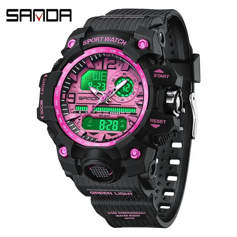 Sanda Red Sport Watch Digital Alarm Waterproof - Image 102