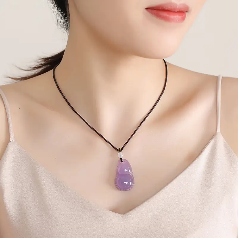 Purple Gourd Jade Pendant for Men Women