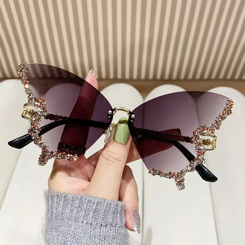 Exaggerated Butterfly Rimless Sunglasses for Women - Image 12